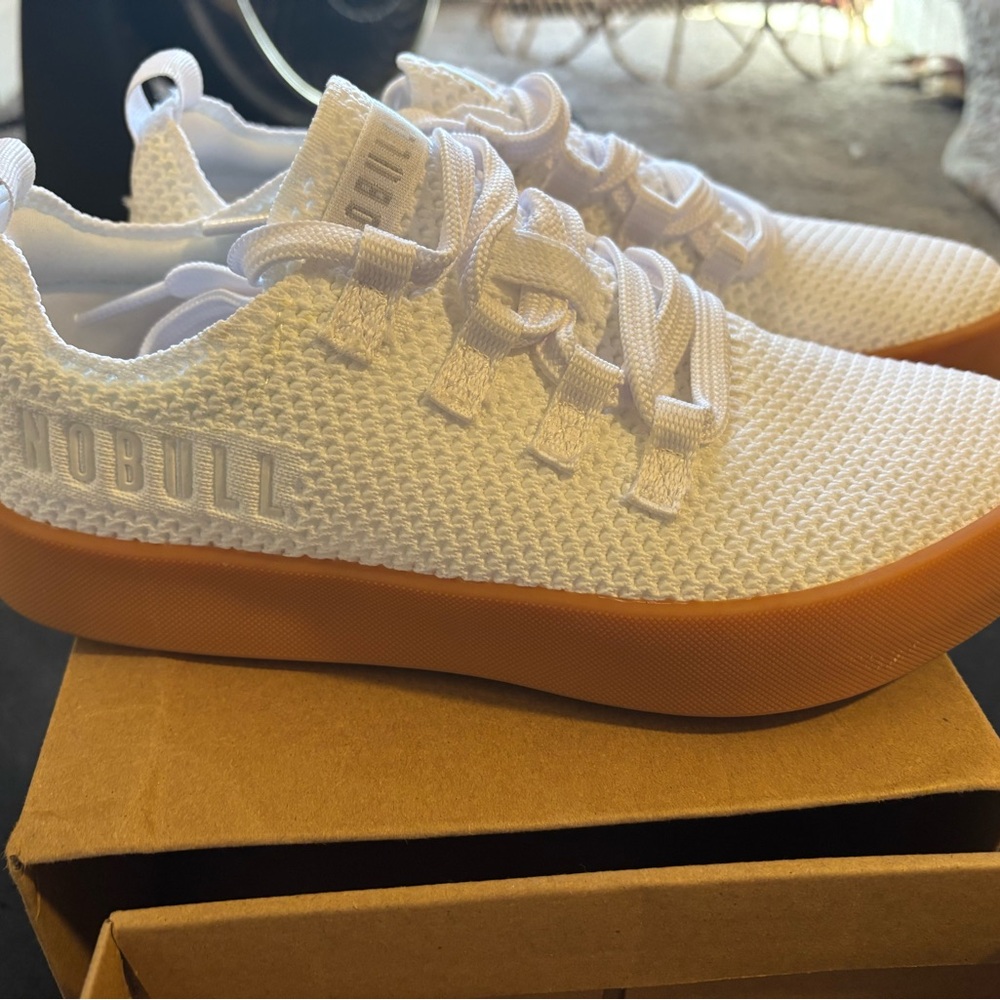 NOBULL White Trainers with Tan Sole